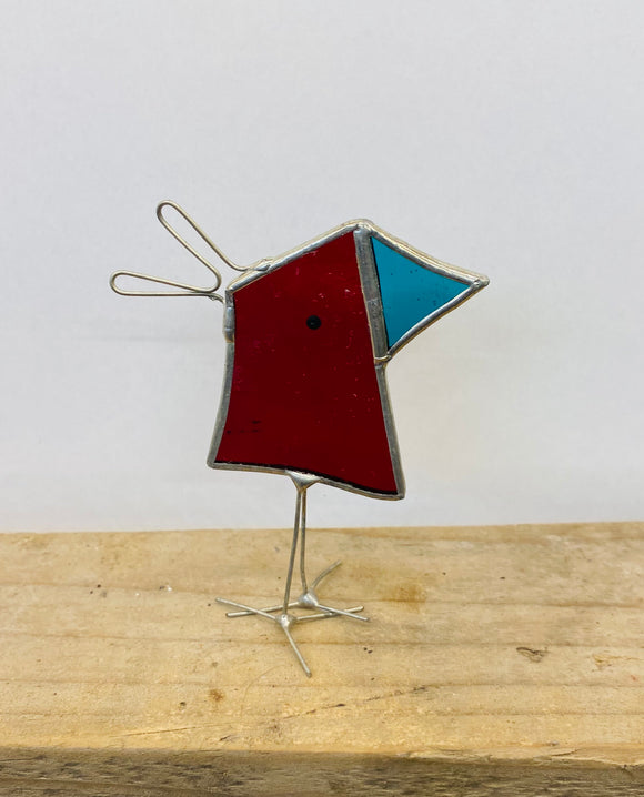 Stained Glass  Red Scrappy Bird