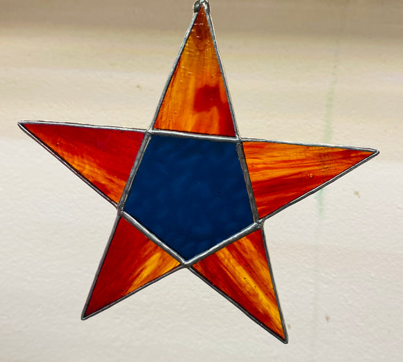 Stained Glass Wispy Red  Five Point Star