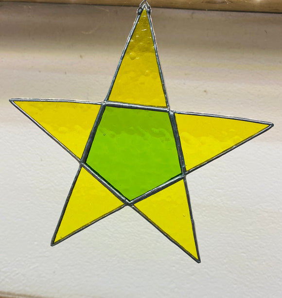 Stained Glass Yellow  Five Point Star
