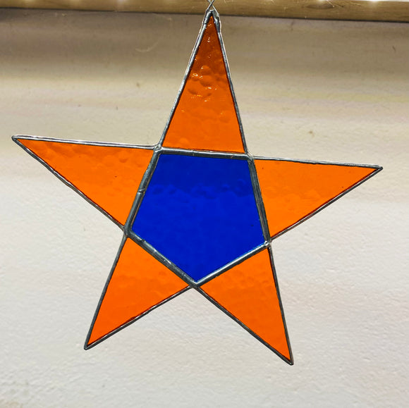 Stained Glass Orange Five Point Star