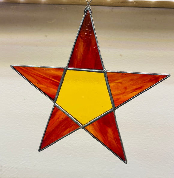 Stained Glass Wispy Red Five Point Star