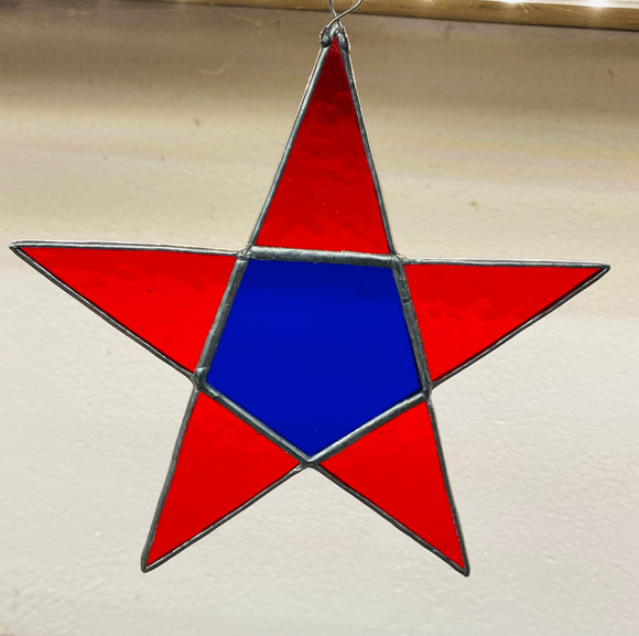 Stained Glass  Red Five Point Star