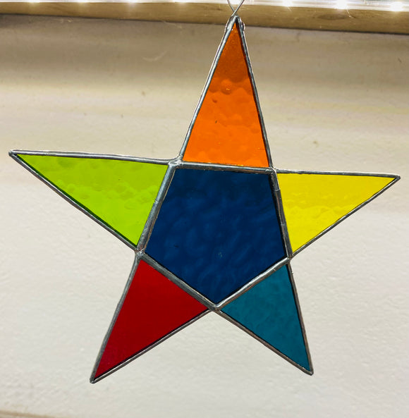 Stained Glass Multi Coloured  Five Point Star