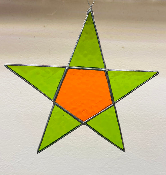 Stained Glass Green  Five Point Star
