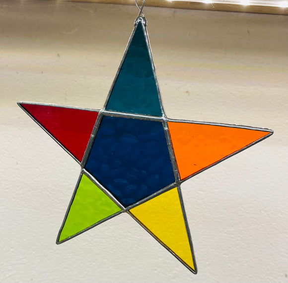 Stained Glass Multi Coloured  Five Point Star