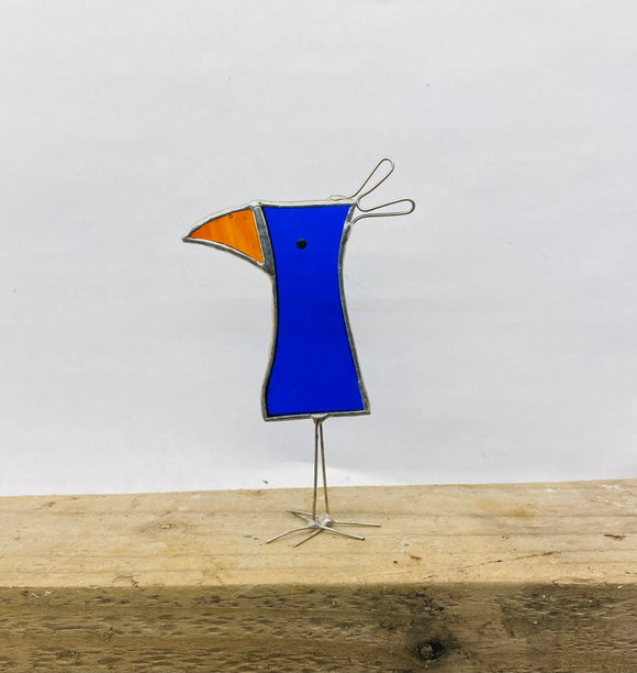 Stained Glass Blue Scrappy Bird