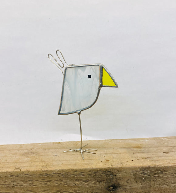 Stained Glass Wispy White Scrappy Bird
