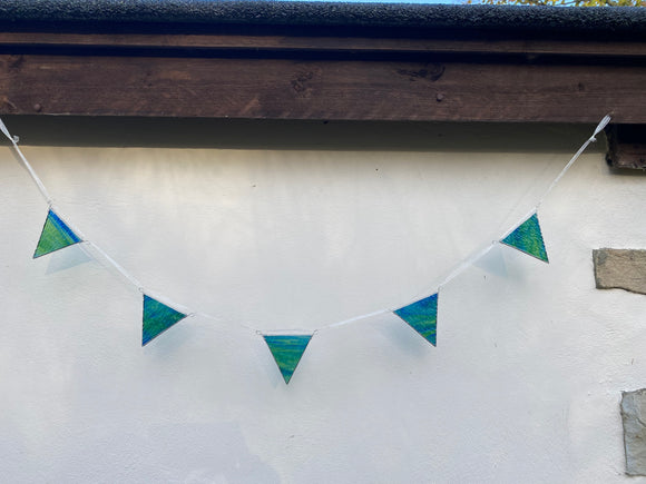 Textured Peacock Glass Bunting (2)