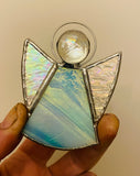 Blue Iridescent Stained Glass Angel