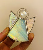 Blue Iridescent Stained Glass Angel